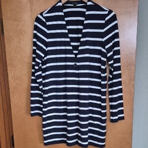 J. Jill Wearever Navy and White Striped Cardigan